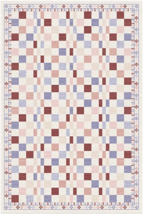 GarveeHome Runner Rug 2x6 for Bathroom Modern Checkered Bordered Accent Mat for by GarveeHome