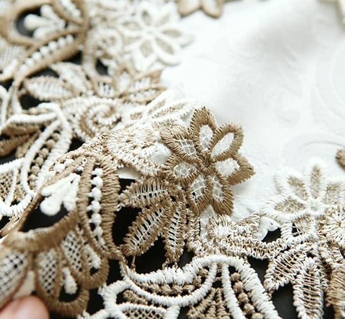 Sandweek Washable Square Tablecloth, Stain Resistant Damask Fabric Floral Lace - Image 5