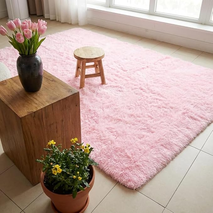 Mugorn Pink Fluffy Soft Rugs for Girls Bedroom, 3x5 Ft Small Shaggy Area Rugs - Image 8