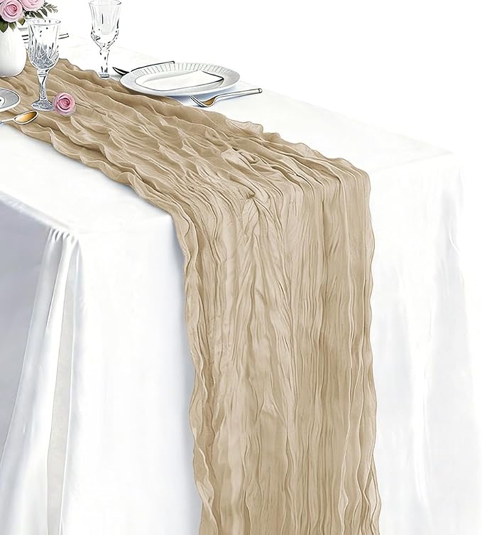 10 Pack Beige Cheesecloth Table Runner 21 x 120 Inch Boho Gauze Sheer Table - Image 7