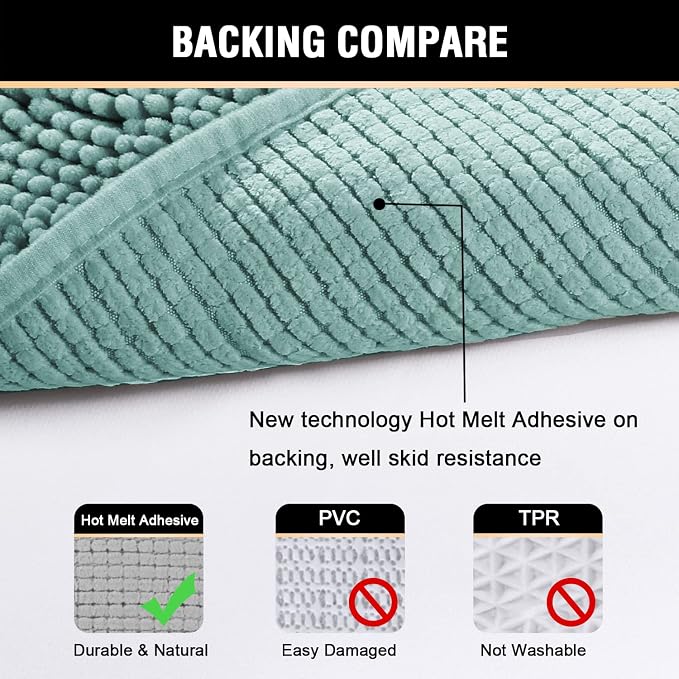 H.VERSAILTEX Bath Mat for Bathroom Non Slip Luxury Chenille Ultra Soft Bath - Image 6