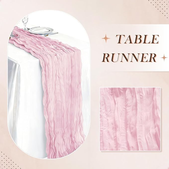 10 Pack Light Pink Cheesecloth Table Runner 21 x 120 Inch Boho Gauze Sheer - Image 6