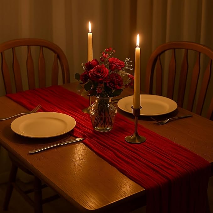 10FT Red Cheesecloth Table Runner 120 Inch Rustic Boho Gauze Cheese Cloth Table - Image 6