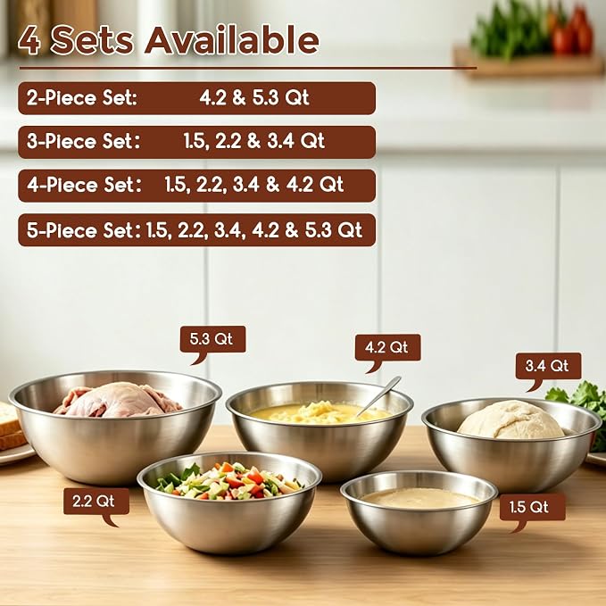 Gronivex Stainless Steel Mixing Bowls Set, 4-Piece | Food-Grade Metal, - Image 8