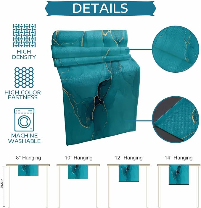 Teal Marble Table Runners 60 Inches Long, Turquoise Marble Crack Table Runner - Image 8