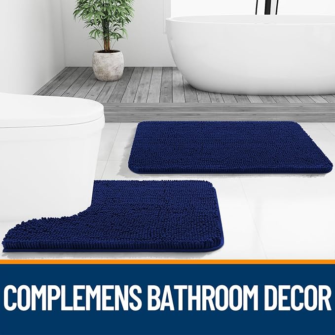 OLANLY Toilet Rugs U-Shaped 24x24, Extra Soft Absorbent Chenille Contour - Image 7