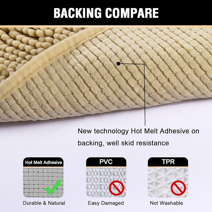 H.VERSAILTEX Bath Mat for Bathroom Non Slip Luxury Chenille Ultra Soft Bath - Image 6