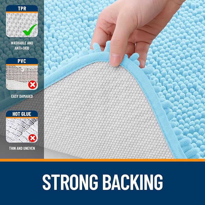 OLANLY Bathroom Rugs 35x24, Extra Soft Absorbent Chenille Bath Rugs, Rubber - Image 6