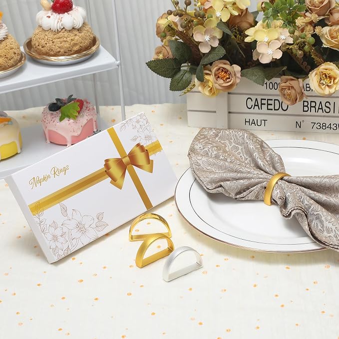 KPOSIYA Napkin Rings Set of 12, Metal Silver Napkin Rings Bulk - Image 7