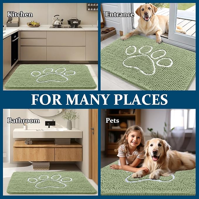 OLANLY Dog Door Mat for Muddy Paws 30x20, Paw Print Design, Absorbs Moisture - Image 8