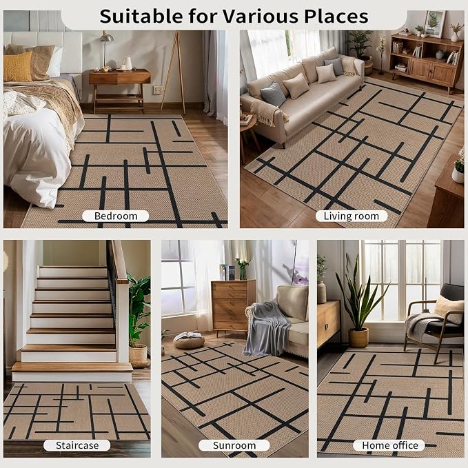 Tangsoo Easy Jute Rug 3x5 for Entryway, Non-Slip Washable Indoor Outdoor Stripe - Image 8