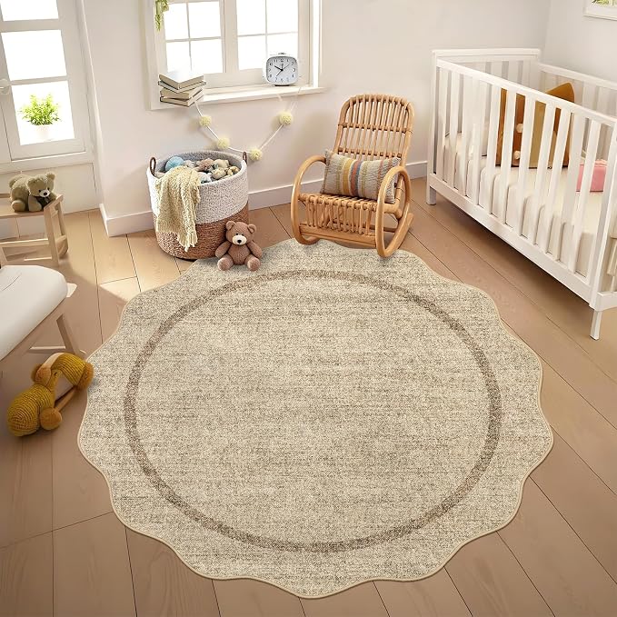 GarveeHome Scalloped Round Area Rugs, Washable Small Round Rug 3ft Non-Slip - Image 9