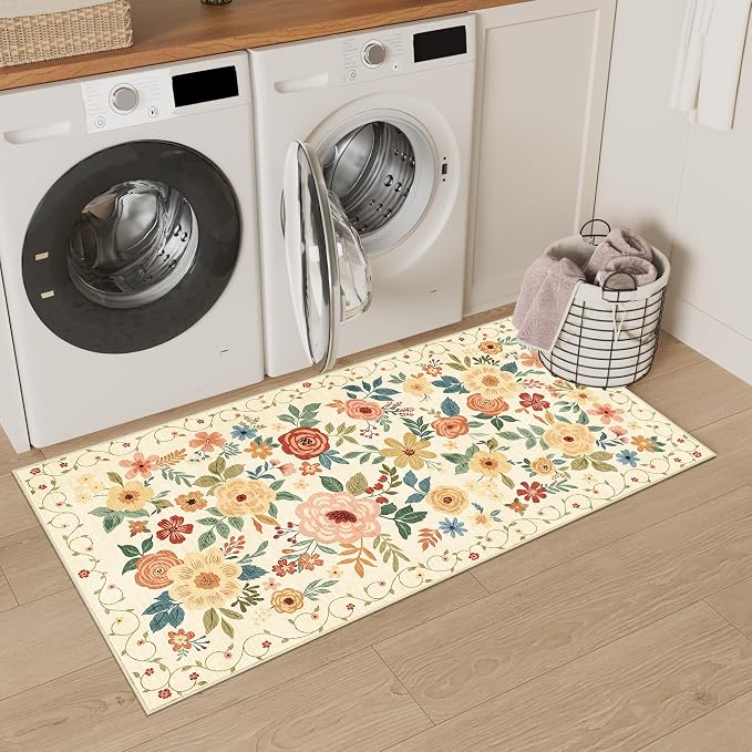 DUKINO 2x4 Rug for Entryway, Washable Kitchen Floral Runner Rug - Image 8