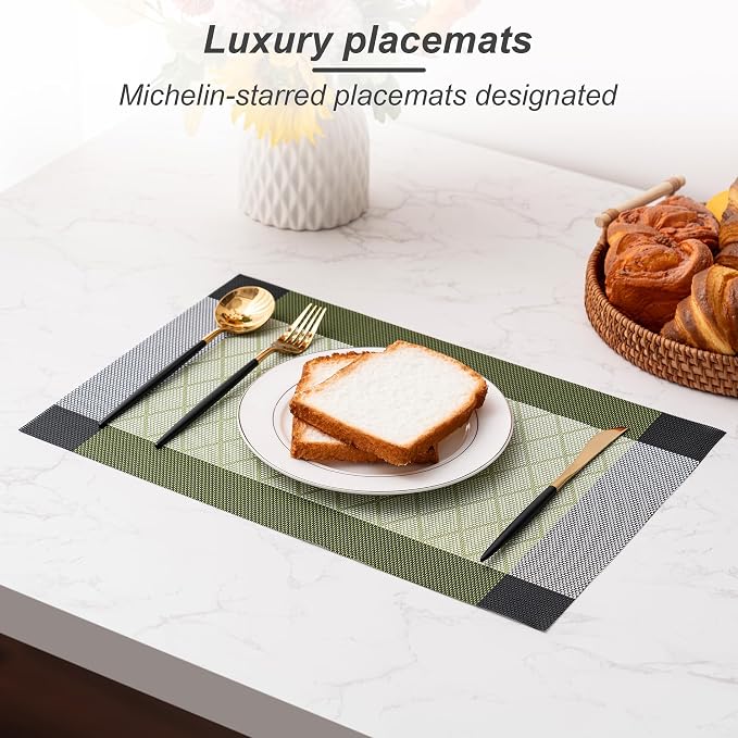 Placemats Set of 6 Washable Indoor | Outdoor Vinyl Place Mats - Image 6