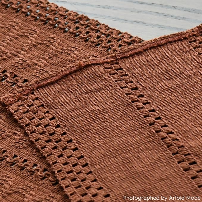 Artoid Mode Caramel Woven Farmhouse Hollow Table Runner 12x72 Inch | Holiday - Image 8