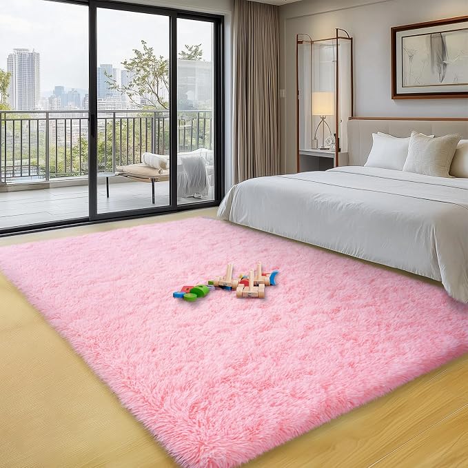 qulint 5x7 Pink Rugs for Bedroom Girls, Large Fluffy Carpet for Living Room - Image 7