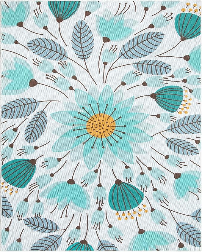 Lahome Floral Indoor Outdoor Rug 8x10, Non Slip Outdoor Patio Rug - Image 7
