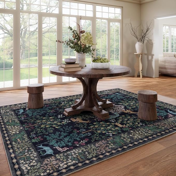 8x10 Area Rugs for Living Room: Washable Bedroom Rug Vintage Area Rug Stain - Image 7