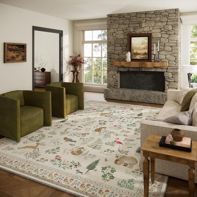 10x14 Area Rugs for Living Room: Washable Rug Non Slip Stain Resistant Low Pile by palohom