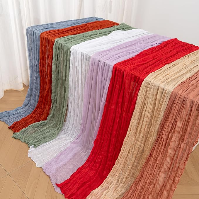 6 Pack Red Cheesecloth Table Runner 22x120 Inch | 10Ft Boho Gauze Sheer Rustic - Image 8
