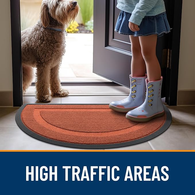 OLANLY Half Circle Door Mat Indoor Outdoor Entrance Welcome, Waterproof - Image 6