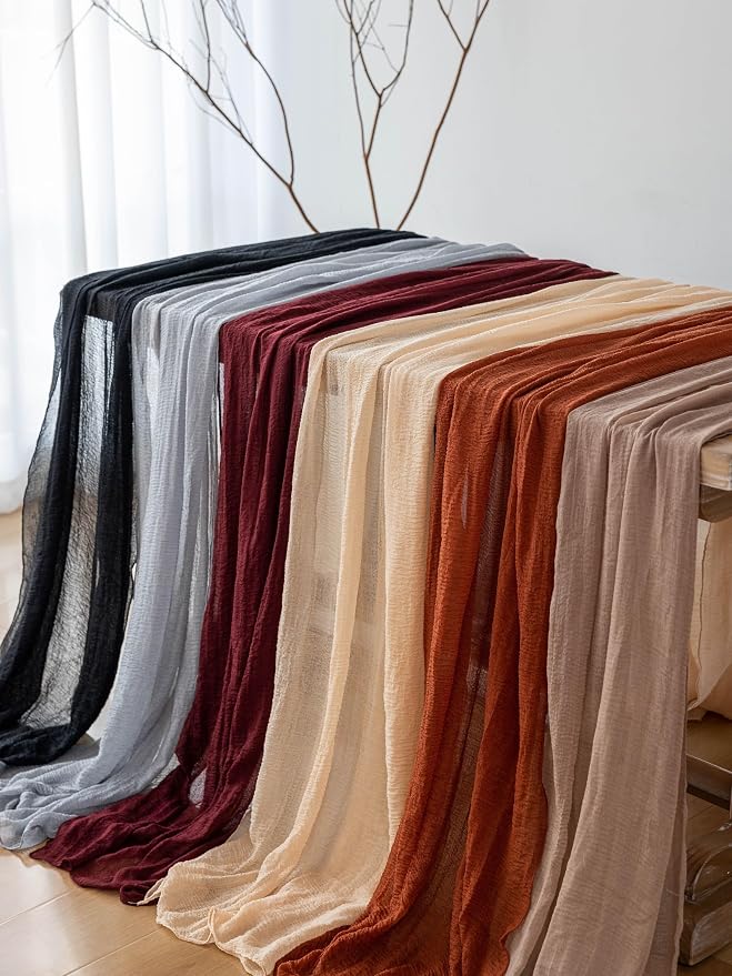 10Pcs Nude Cheesecloth Table Runner 120 Inches - Image 6