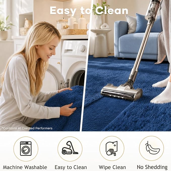 Ophanie 5x8 Blue Rugs for Living Room, Kids Rug, Playroom Navy Area Rugs for - Image 6