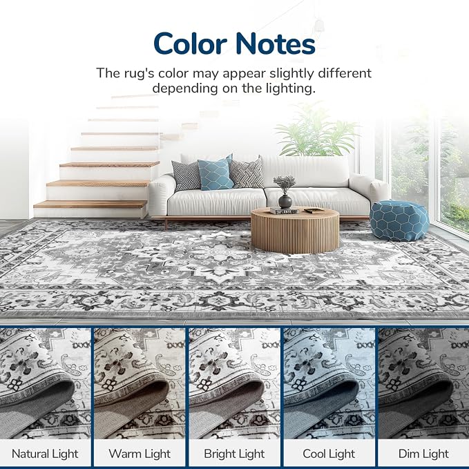 Lessymo Runner Rug for Hallway, Machine Washable Entryway Rugs Boho Faux Wool - Image 9