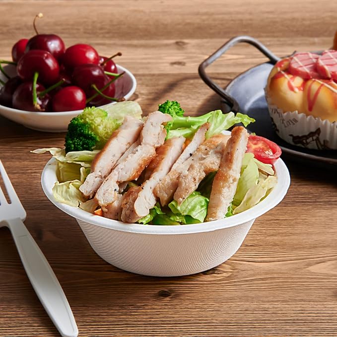 Vplus 500 Pack 12 OZ Compostable Paper Bowls, Bagasse Bowls Bulk,White | - Image 8