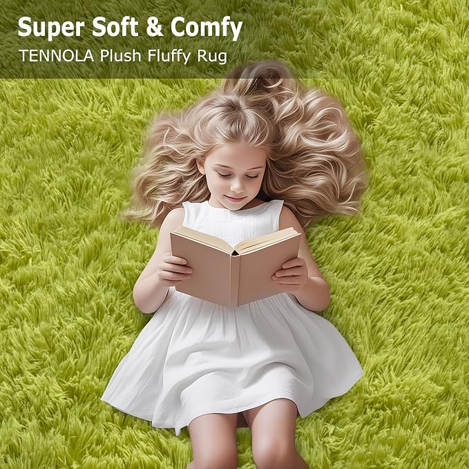 Soft Grass Green Fluffy Rug for Bedroom Living Room, 2x8 ft Fuzzy Green Shag - Image 9