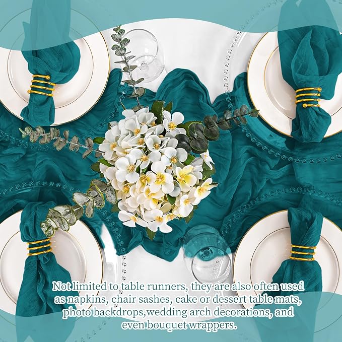 8 Pack Teal Table Runner 17 x 108inch Cheesecloth Table Runner Boho Gauze Table - Image 7
