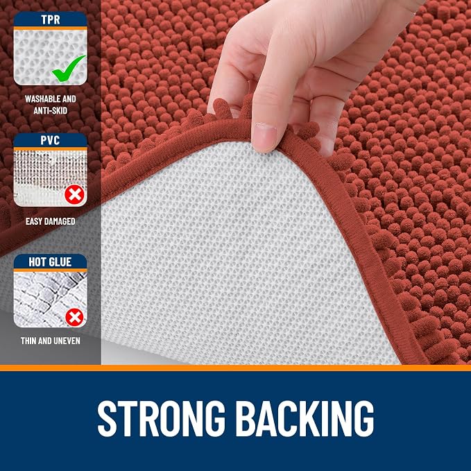 OLANLY Large Bathroom Rugs 47x32, Soft Absorbent Chenille Bath Rugs, Rubber - Image 6