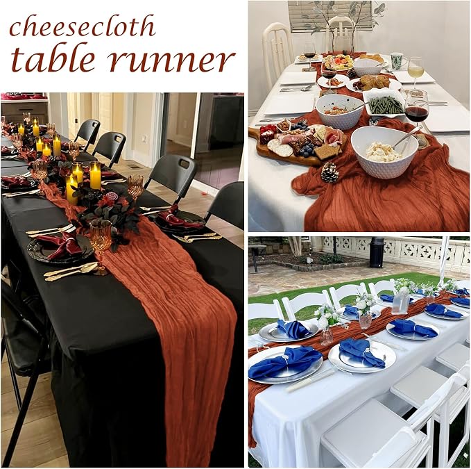 12 Pack Terracotta Cheesecloth Table Runner 17 x 108 Inch Gauze Table Runner - Image 7