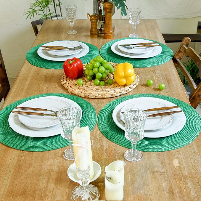 FunWheat Round Braided Placemats Set of 8 Table Mats - Image 6
