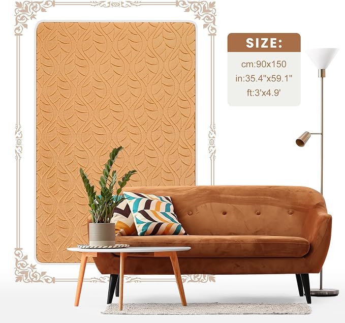 Macgace 6x9 Apricot Area Rug, Soft Shag Carpet, Washable Living Room Rugs - Image 9