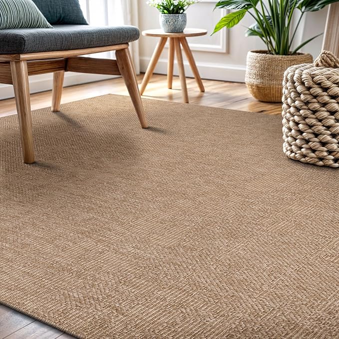 CAMILSON Easy Jute Rug 9x12, Indoor Outdoor Natural Color Fiber Large Area Rugs - Image 9