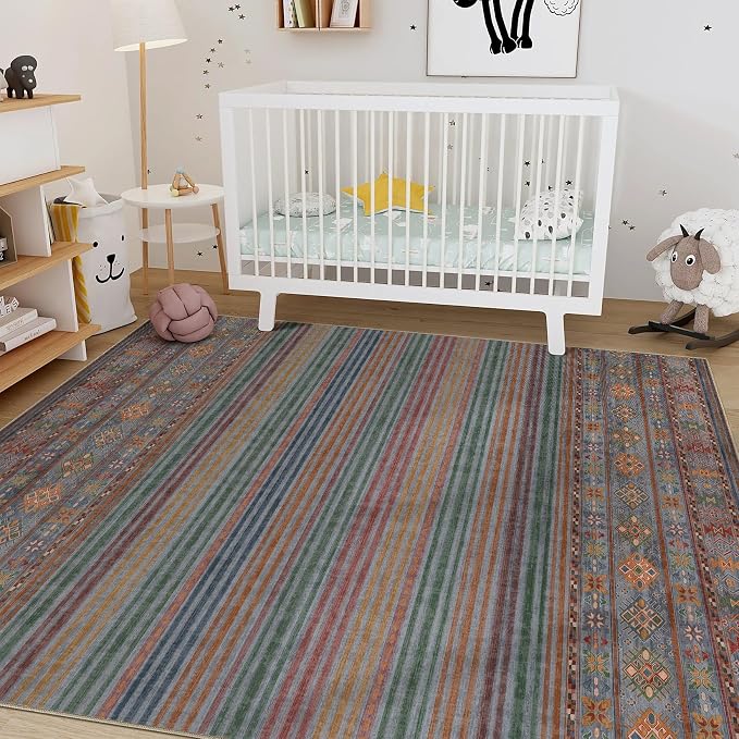 Nakagishi 6X9 Area Rugs Living Room: Washable Large Vintage Rug Neutral - Image 8