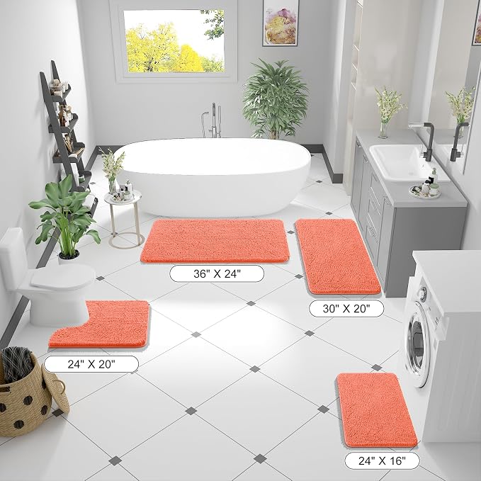 OLANLY Small Bathroom Rugs 24x16, Extra Soft Absorbent Chenille Bath Rugs - Image 8