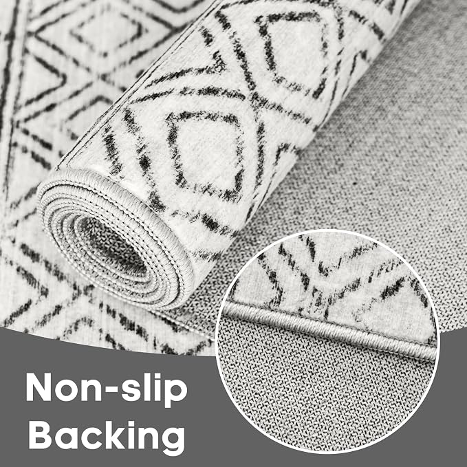 3x5 Washable Moroccan Area Rug: Ultra Soft Low Pile Non-Slip Rugs - Image 8