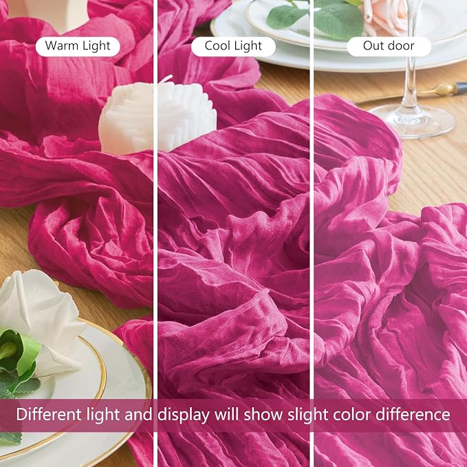 Cheesecloth Table Runner Fushia 10FT Boho Gauze Runner, 6 Pack | 120 Inch - Image 8