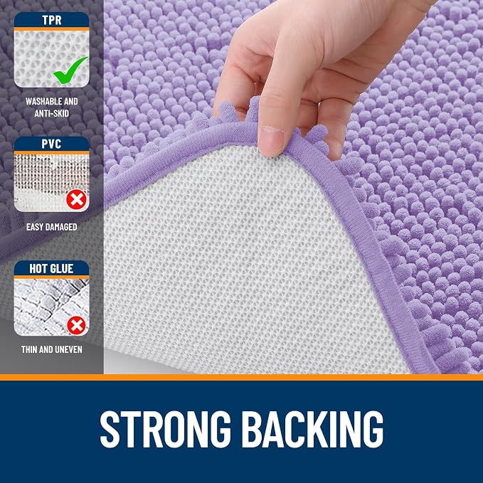 OLANLY Bathroom Rugs 35x24, Extra Soft Absorbent Chenille Bath Rugs, Rubber - Image 6