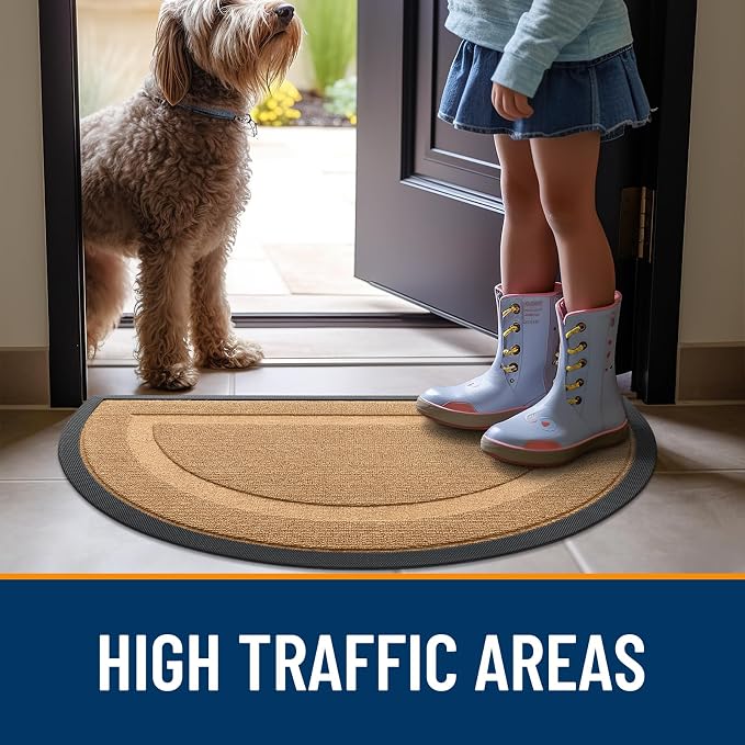 OLANLY Half Circle Door Mat Indoor Outdoor Entrance Welcome, Waterproof - Image 7