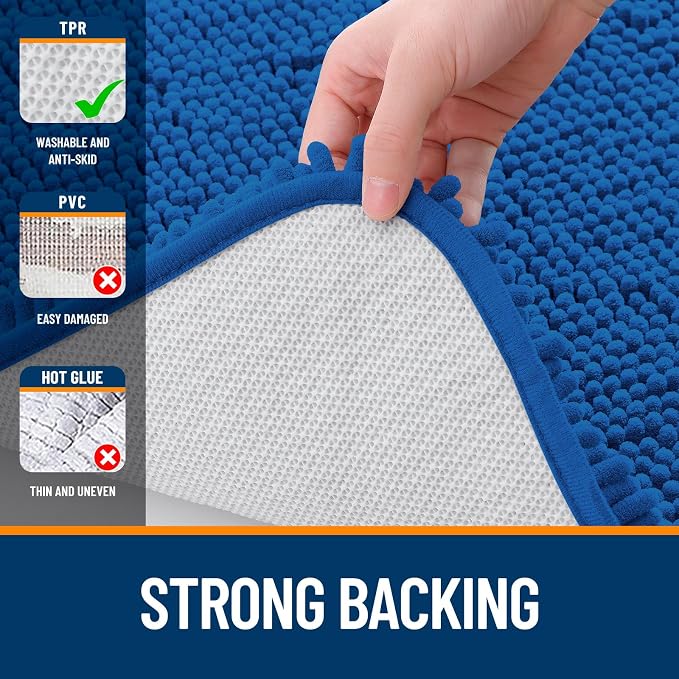 OLANLY Large Bathroom Rugs 50x30, Soft Absorbent Chenille Bath Rugs, Rubber - Image 6