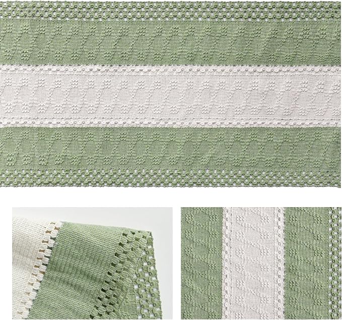 Artoid Mode Light Green Farmhouse Woven Table Runner 12x48 Inch | Seasonal - Image 6