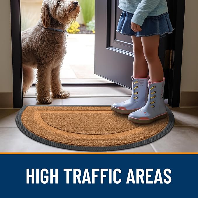 OLANLY Half Circle Door Mat Indoor Outdoor Entrance Welcome, Waterproof - Image 7