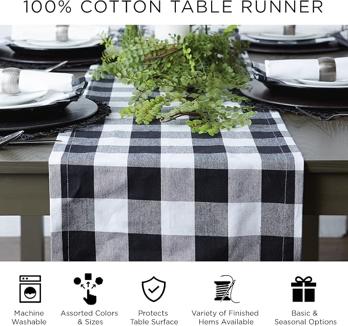 DII Dobby Stripe Table Runner, 13x72 Black & Cream Background | Woven - Image 10