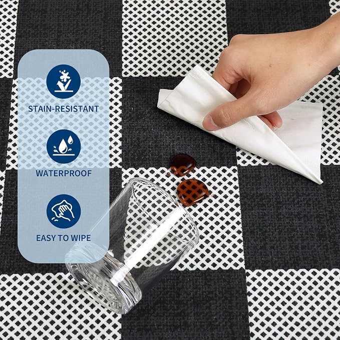 GarveeHome Checkered Dark 4x6 Washable Rug Geometric Diamond Dot Modern Soft - Image 7