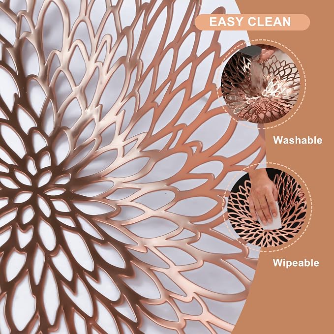 Snowkingdom 6 Pack Rose Gold Placemats Metallic Pressed Vinyl - Image 6