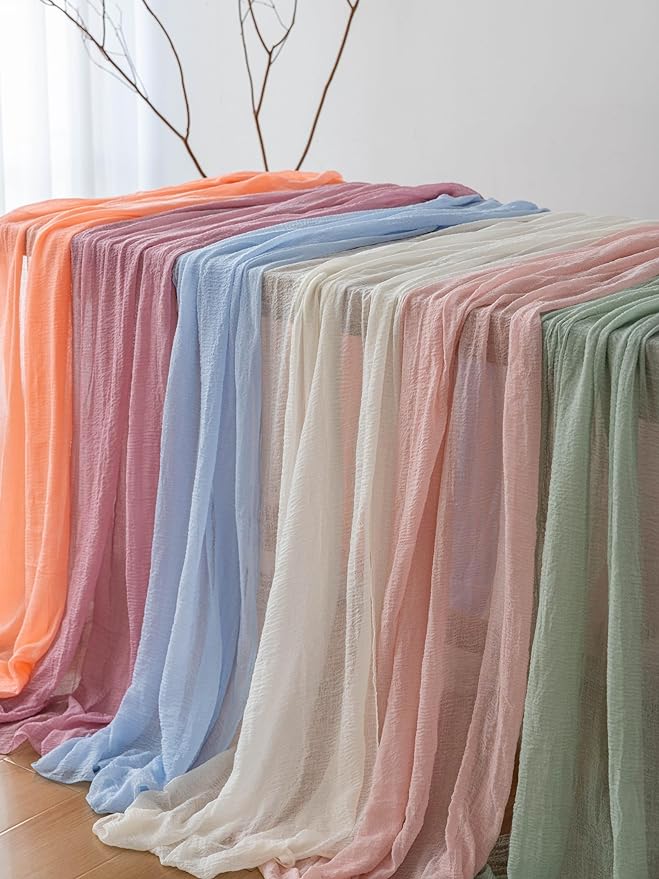 3Pcs White Cheesecloth Table Runner 120 Inches - Image 6