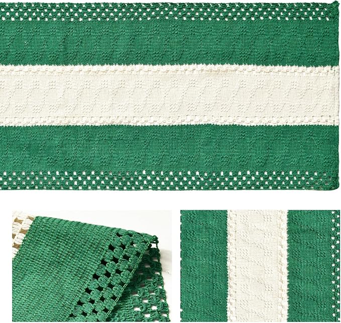 Artoid Mode Emerald Green Farmhouse Woven Table Runner 12x90 Inch | Holiday - Image 6